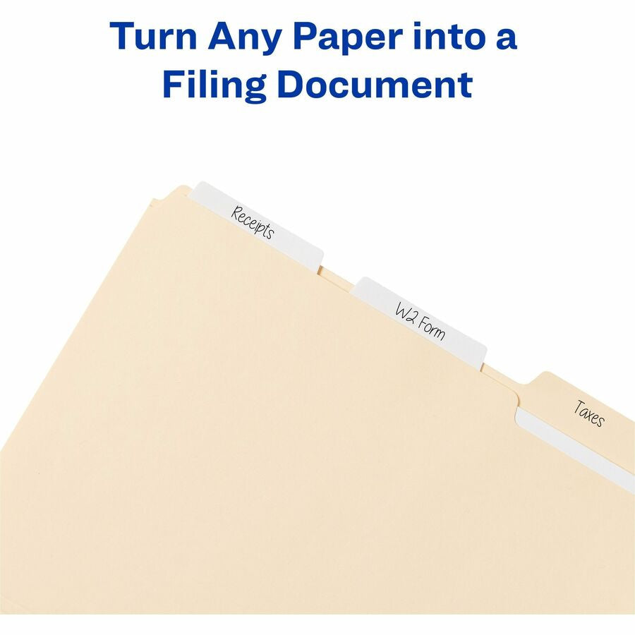 Avery® UltraTabs Filing Tabs: Clear Film White Paper - 24 Tabs - Index Accessories & Page Markers