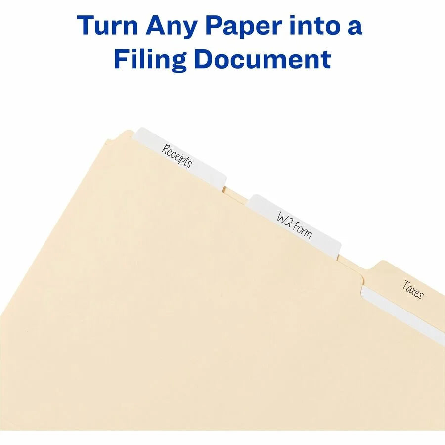 Avery® UltraTabs Filing Tabs: Clear Film White Paper - 24 Tabs - Index Accessories & Page Markers