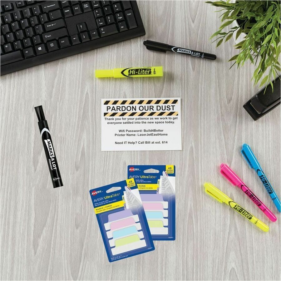Avery® UltraTabs Repositionable Margin Tabs - 48 Tab(s) - 1’’ Tab Height x 2.50’’ Width - Index Accessories & Page
