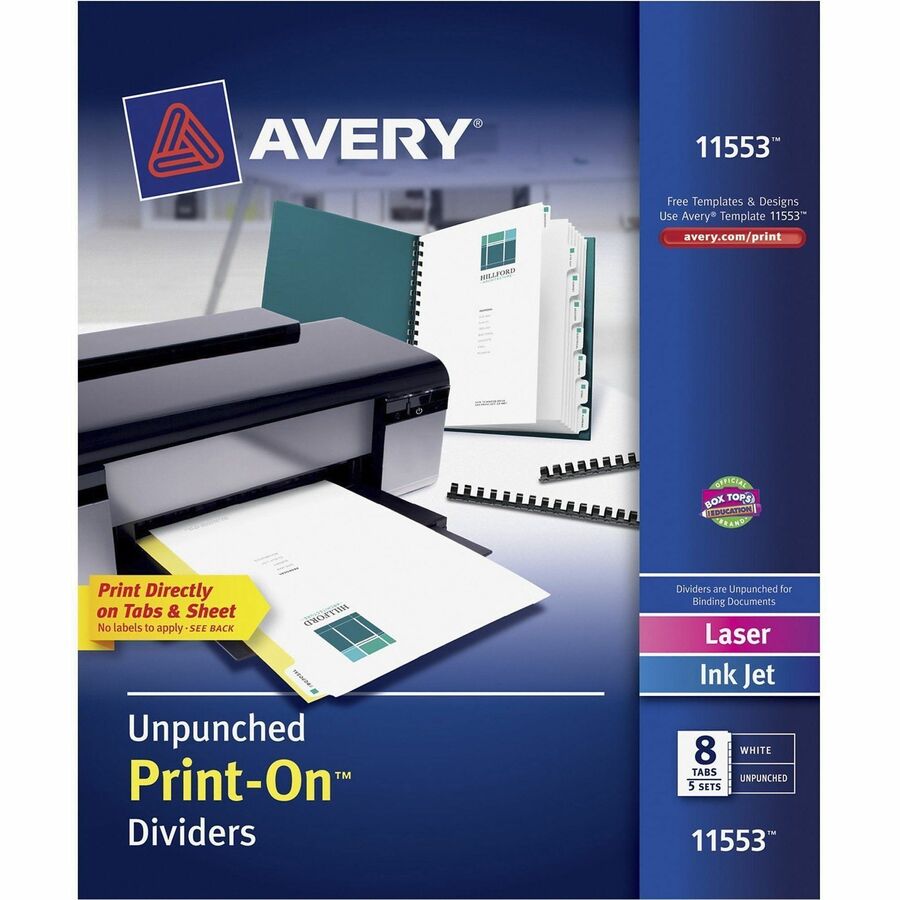 Avery® Unpunched Print-On Dividers - Front
