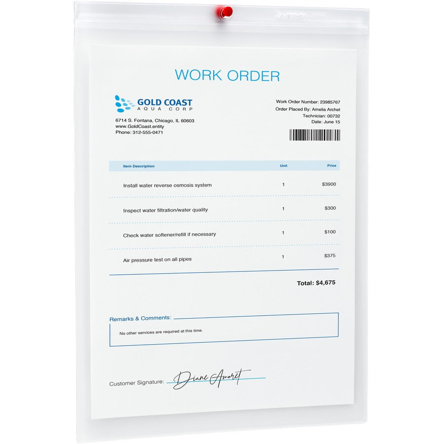 Avery® Vinyl File Pocket - 9’’ x 12’’ - Clear - Punched Heavyweight - 10 / Pack - Filing Jackets & Pockets