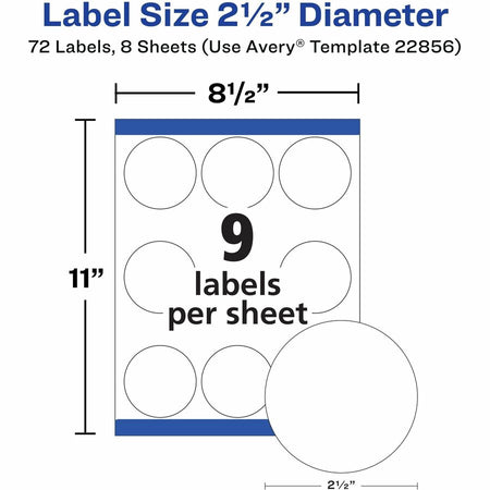 Avery® Waterproof Round Labels, 2.5" Diameter, White, 72ct (22856) - Alternate-Image6