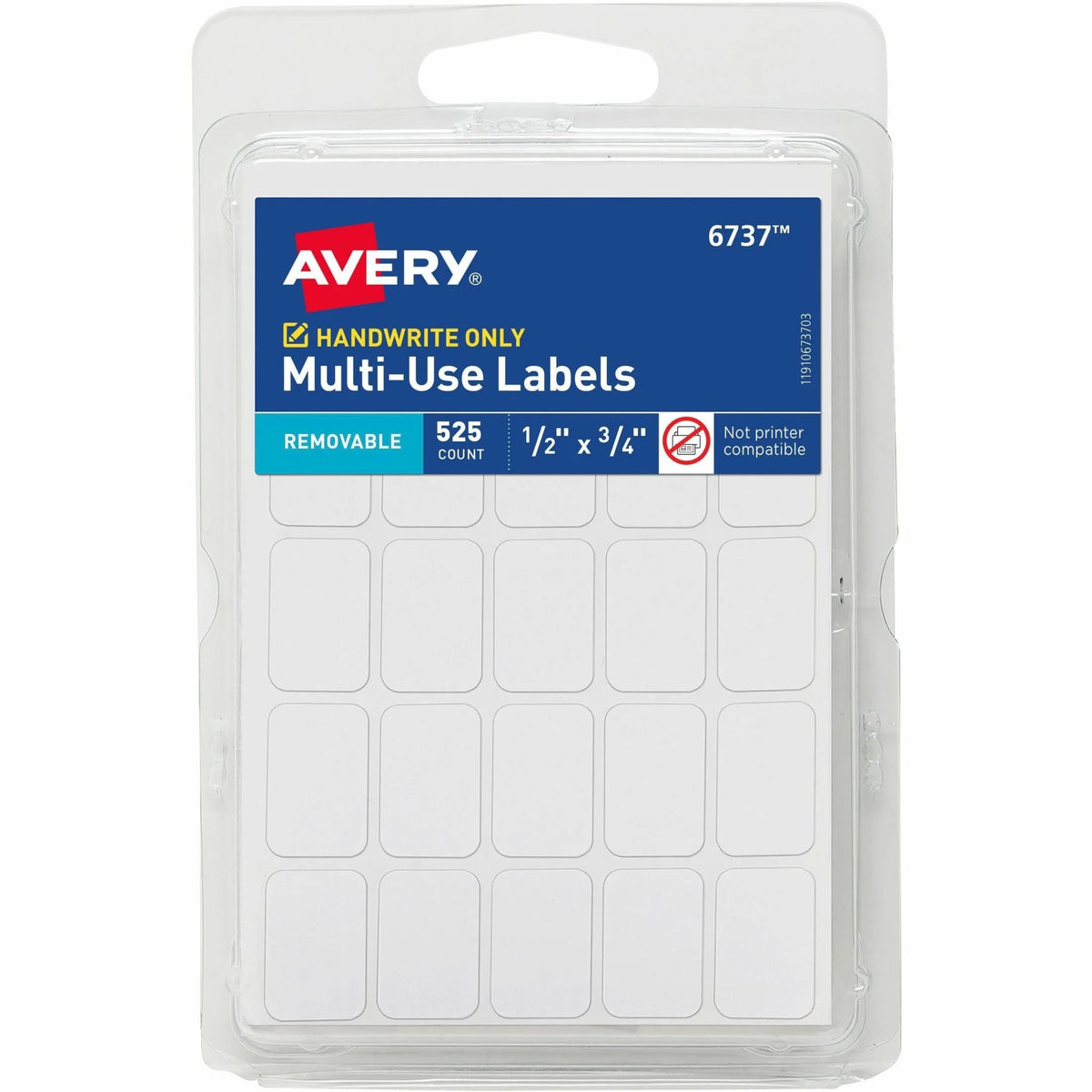 Avery® White Multi-Use Labels: 1/2’’ x 3/4’’ Removable Adhesive - 525 Labels/Pack - Multipurpose & ID Labels