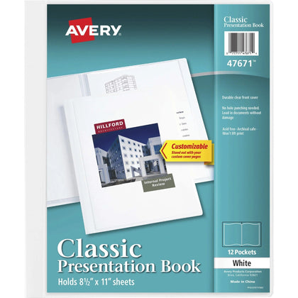 Avery® White Presentation Book: Durable Polypropylene 24-Sheet Capacity - View Binders