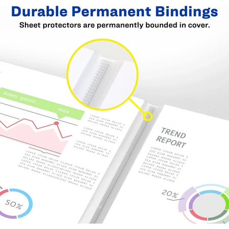 Avery® White Presentation Book: Durable Polypropylene 24-Sheet Capacity - View Binders