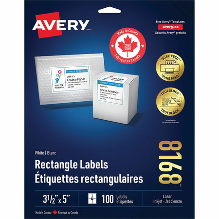 Avery® White Rectangle Labels with Sure Feed Technology - 2000