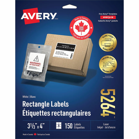 Avery® White Rectangle Labels with Sure Feed Technology - 2000