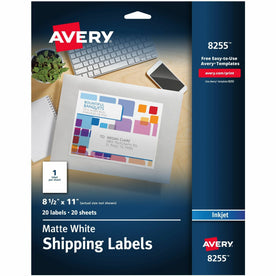 Avery® White Shipping Labels: Customizable Matte Inkjet Labels 20-Pack - Address