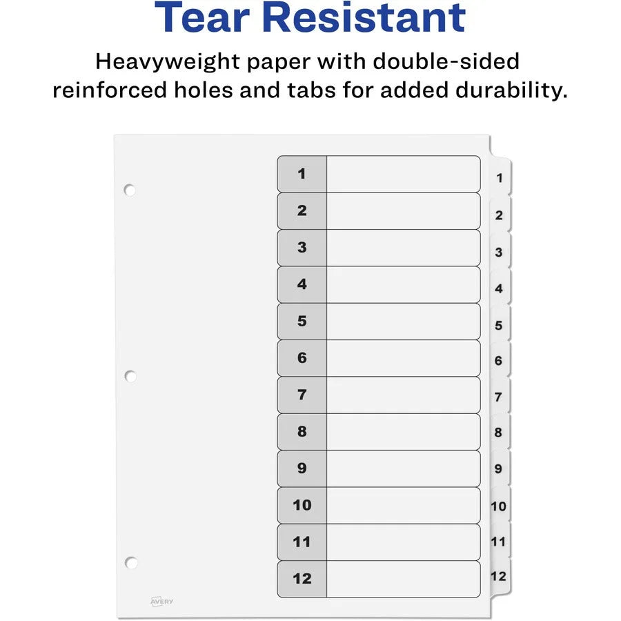 Avery Ready Index 12-Tab Custom TOC Dividers - Organize Your Documents Efficiently - Divider
