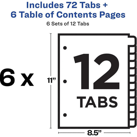 Avery Ready Index 12-Tab Custom TOC Dividers - Organize Your Documents Efficiently - Divider