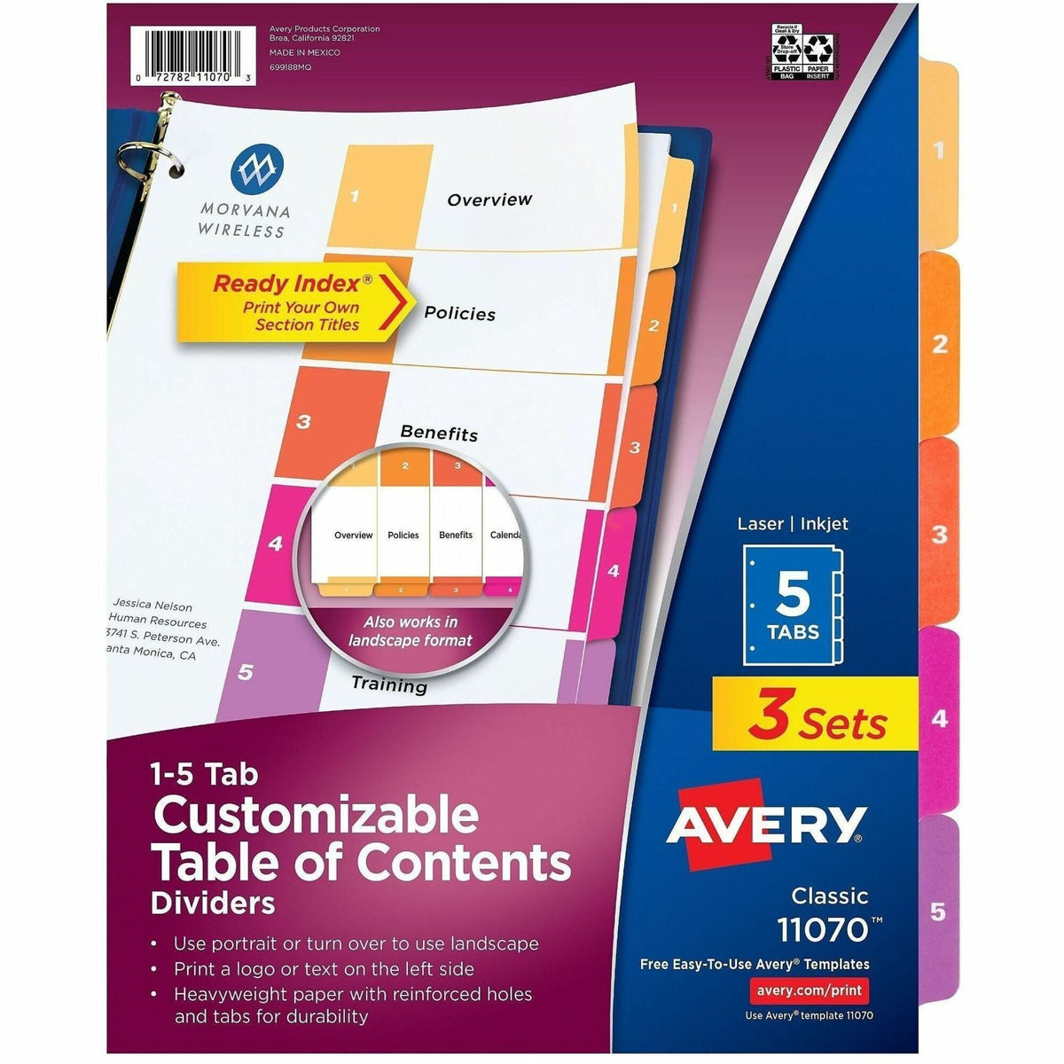 Avery Dividers, 5 Tabs, Ready Index (3 Sets of 11070) - 2000