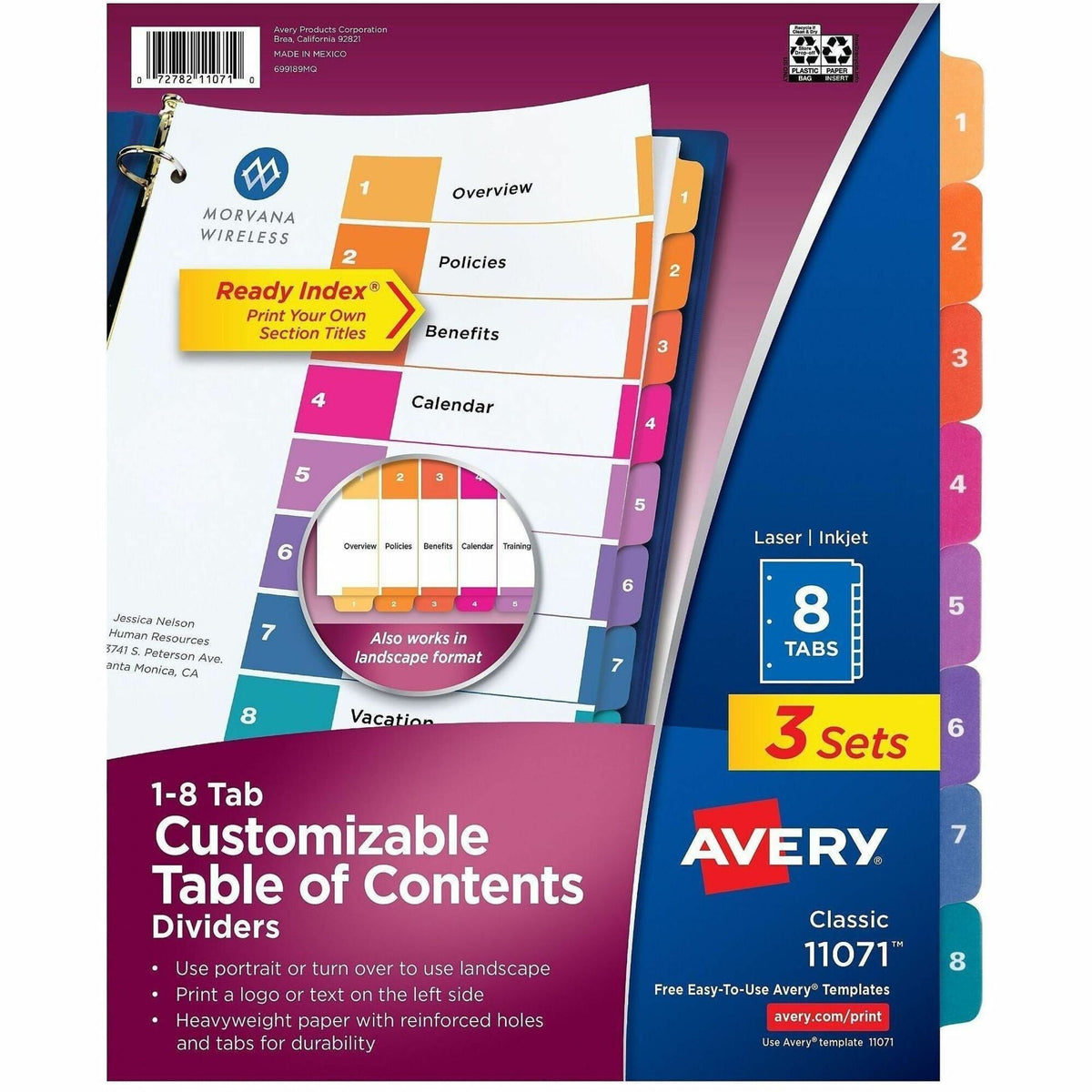 Avery Dividers, 8 Tabs, Ready Index (3 Sets of 11071) - 2000