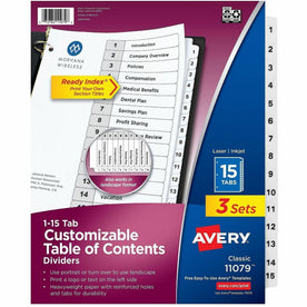 Avery Dividers, 15 Tabs, Ready Index (3 Sets of 11079) - 2000