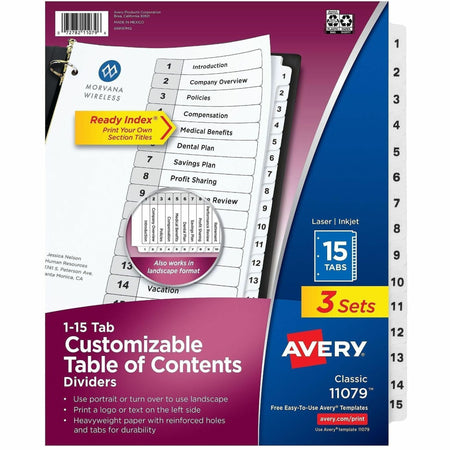 Avery Dividers, 15 Tabs, Ready Index (3 Sets of 11079) - 2000