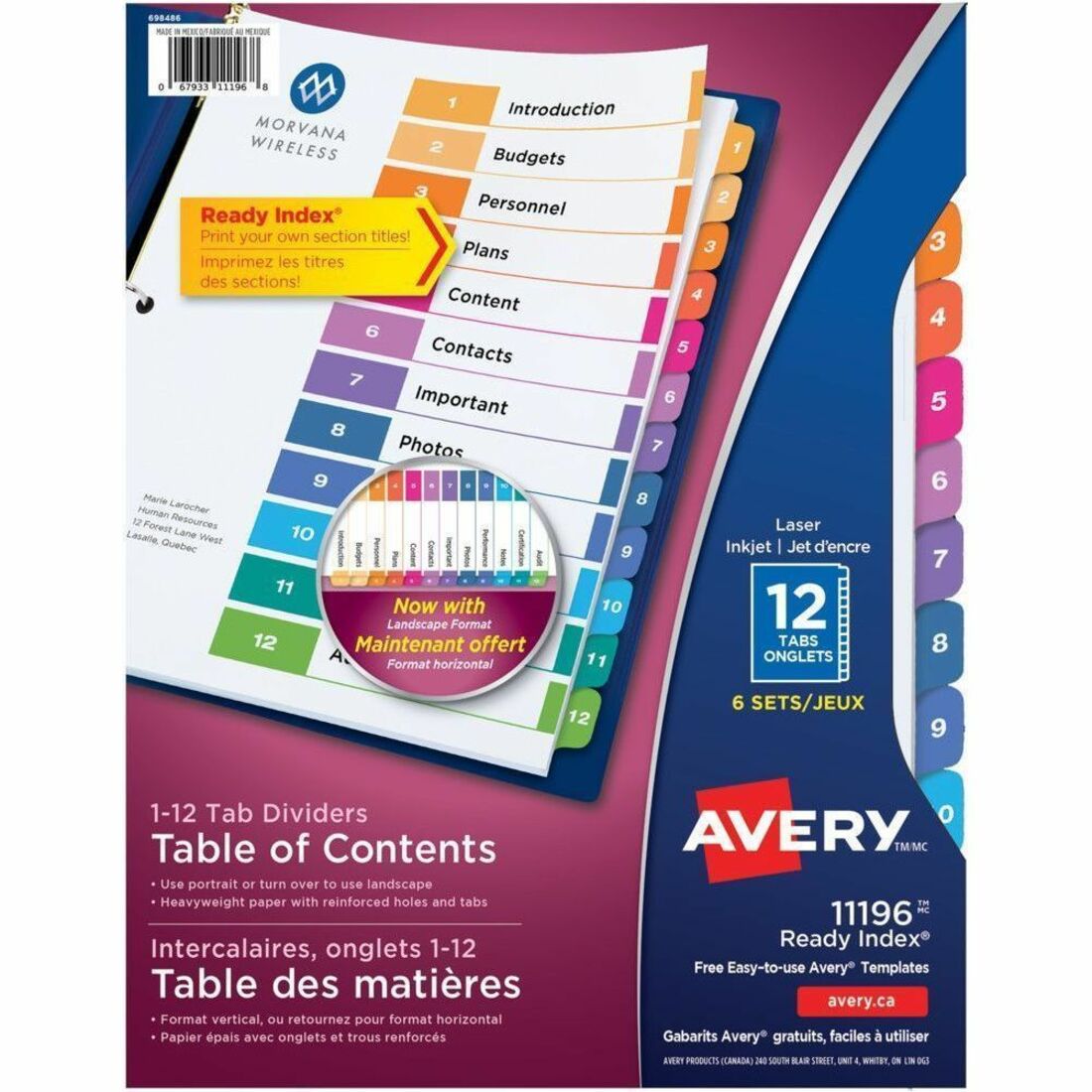 Avery Ready Index Table of Content Dividers - 1100