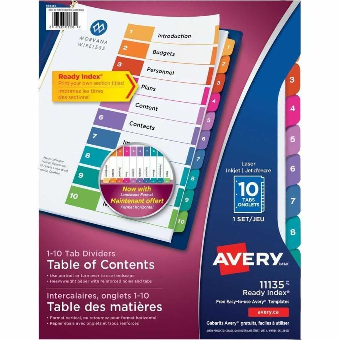 Avery Ready Index Table of Contents Dividers - 1100