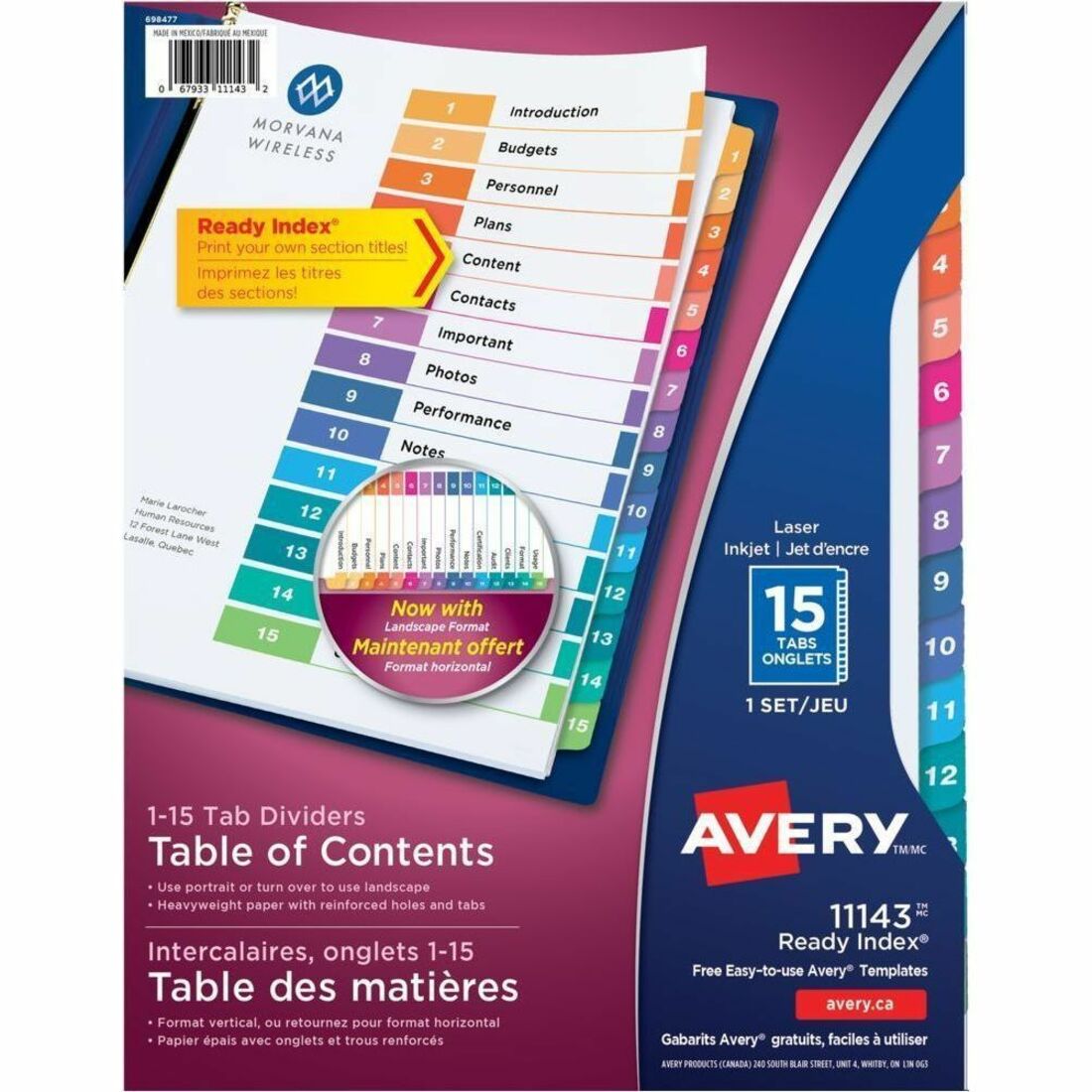Avery Ready Index Table of Contents Dividers - 1100