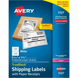 Avery Shipping Labels with Receipt: 5-1/16’’ x 7-5/8’’ 50 - Address