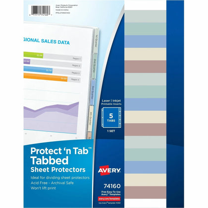 Avery Tabbed Sheet Protectors: Letter Size Clear Polypropylene 5/Set - Protectors