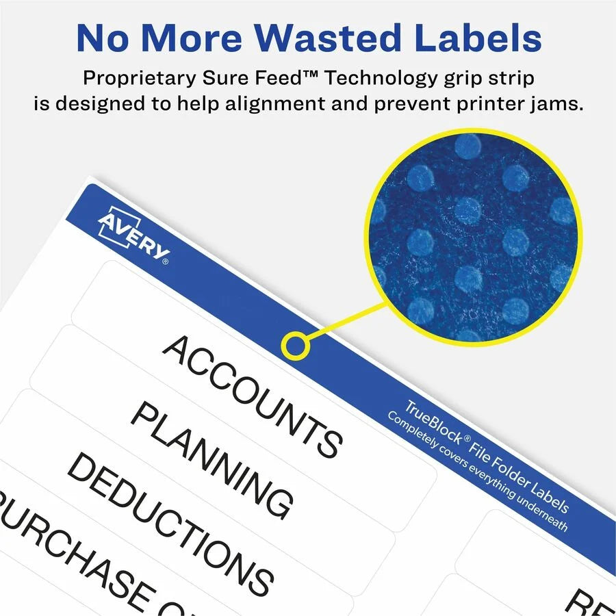 Avery TrueBlock File Folder Labels: White Paper Permanent Adhesive - 600 Labels - Filing