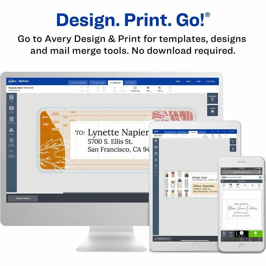 Avery TrueBlock Shipping Labels: Inkjet Matte White Paper Customizable - 600 Labels - Address