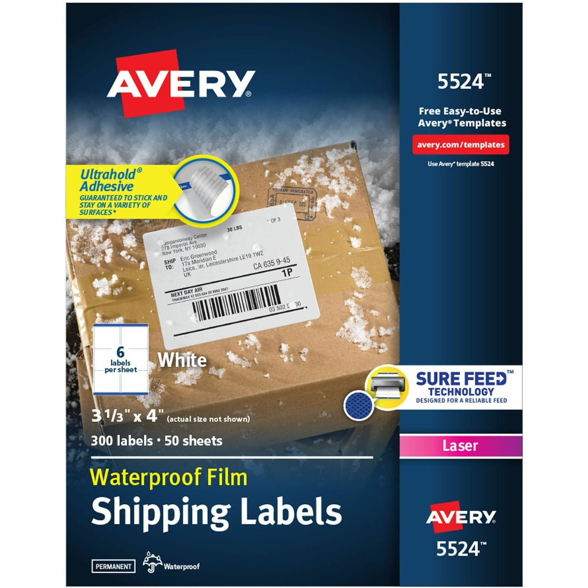Avery Waterproof Labels, 3-1/3" x 4" , 300 Total (05524) - 2000