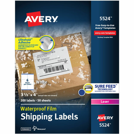 Avery Waterproof Labels, 3-1/3" x 4" , 300 Total (05524) - 2000