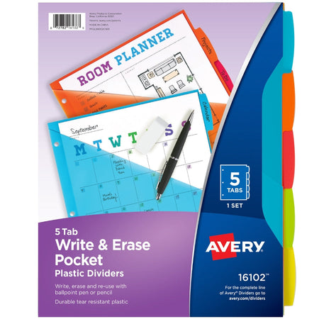 Avery Write & Erase Durable Plastic Dividers with Pocket - Alternate-Image7