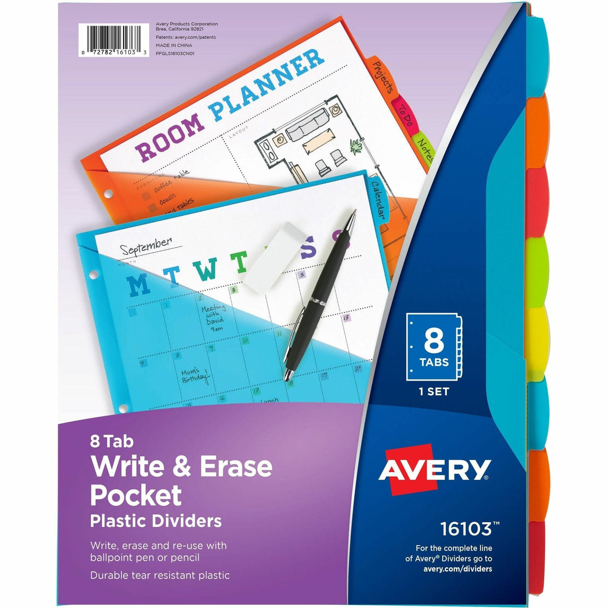 Avery Write & Erase Durable Plastic Dividers with Pocket - 2000