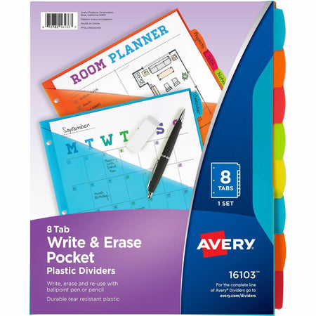 Avery Write & Erase Durable Plastic Dividers with Pocket - 2000