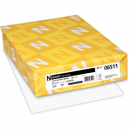 Avon Brilliant Classic Laid Writing Paper - White - 98 Brightness - 24 lb - 500 Sheets - Copy & Printer