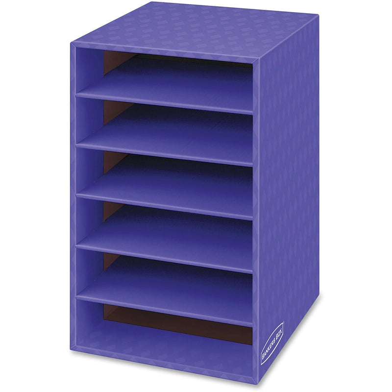 Bankers Box 6-Compartment Shelf Organizer: Sturdy Desktop Storage - Purple - 60% Recycled - Classroom Organizers