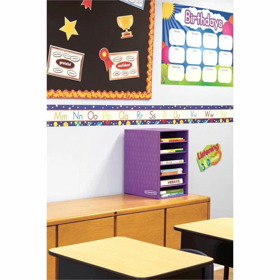 Bankers Box 6-Compartment Shelf Organizer: Sturdy Desktop Storage - Purple - 60% Recycled - Classroom Organizers