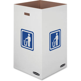 Bankers Box Recycling Bins: 42 gal 18x18x30 Corrugated Paper White/Blue - 10/Ctn - Bins