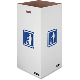 Bankers Box Recycling Bins: 50 gal 18x18x36 Corrugated Paper White/Green - 10/Pack - Bins