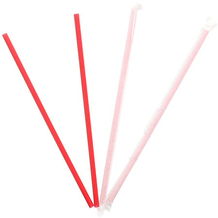 Banyan Giant Red Straws - Wrapped - 10.3’’ Length - 1200 / Carton