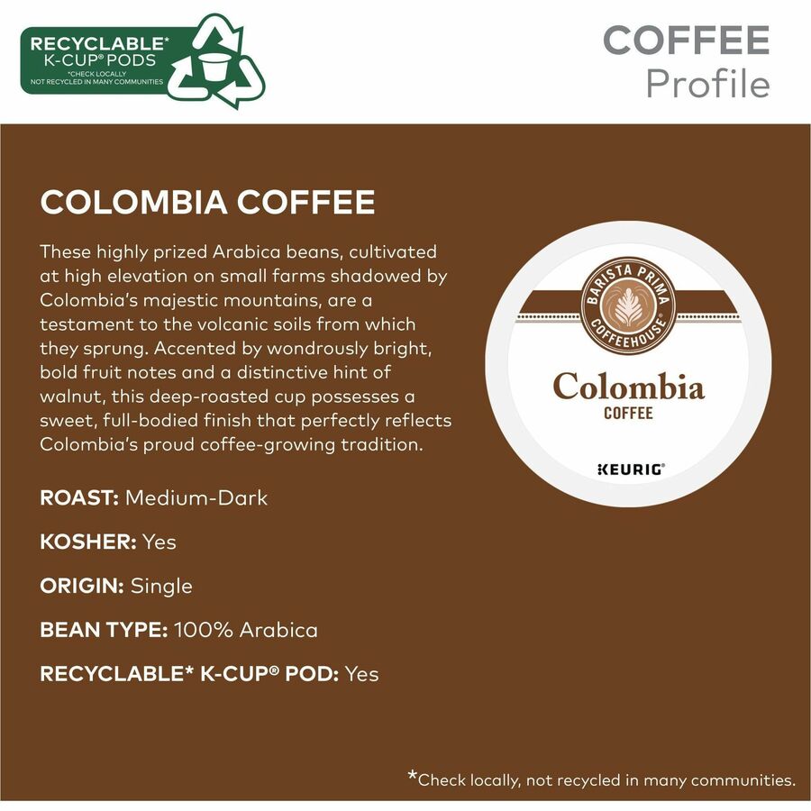 Barista Prima Coffeehouse® K-Cup Pod Colombia Coffee Keurig Single Serve Pods 24 Count