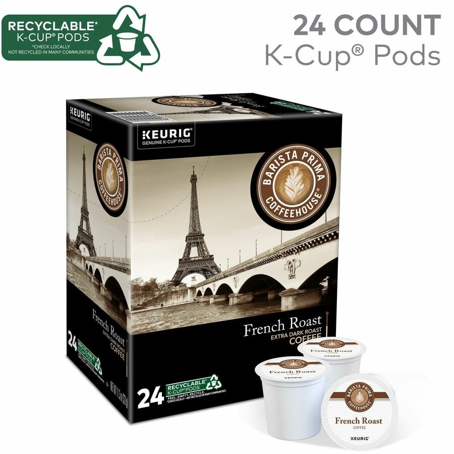 Barista Prima Coffeehouse® K-Cup Pod French Roast Keurig Single Serve Pods 24 Count - Compatible with Brewer - Coffee
