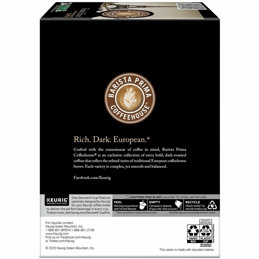 Barista Prima Coffeehouse® K-Cup Pod French Roast Keurig Single Serve Pods 24 Count - Compatible with Brewer - Coffee