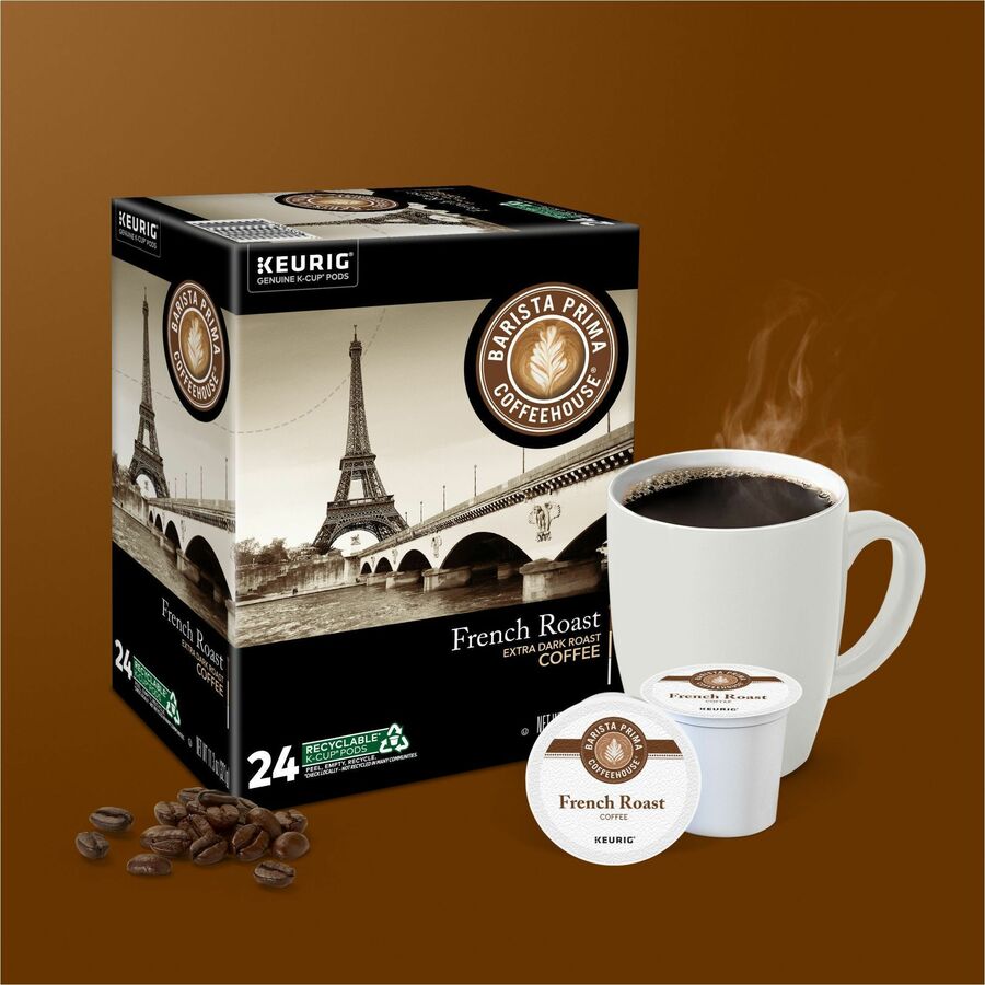 Barista Prima Coffeehouse® K-Cup Pod French Roast Keurig Single Serve Pods 24 Count - Compatible with Brewer - Coffee