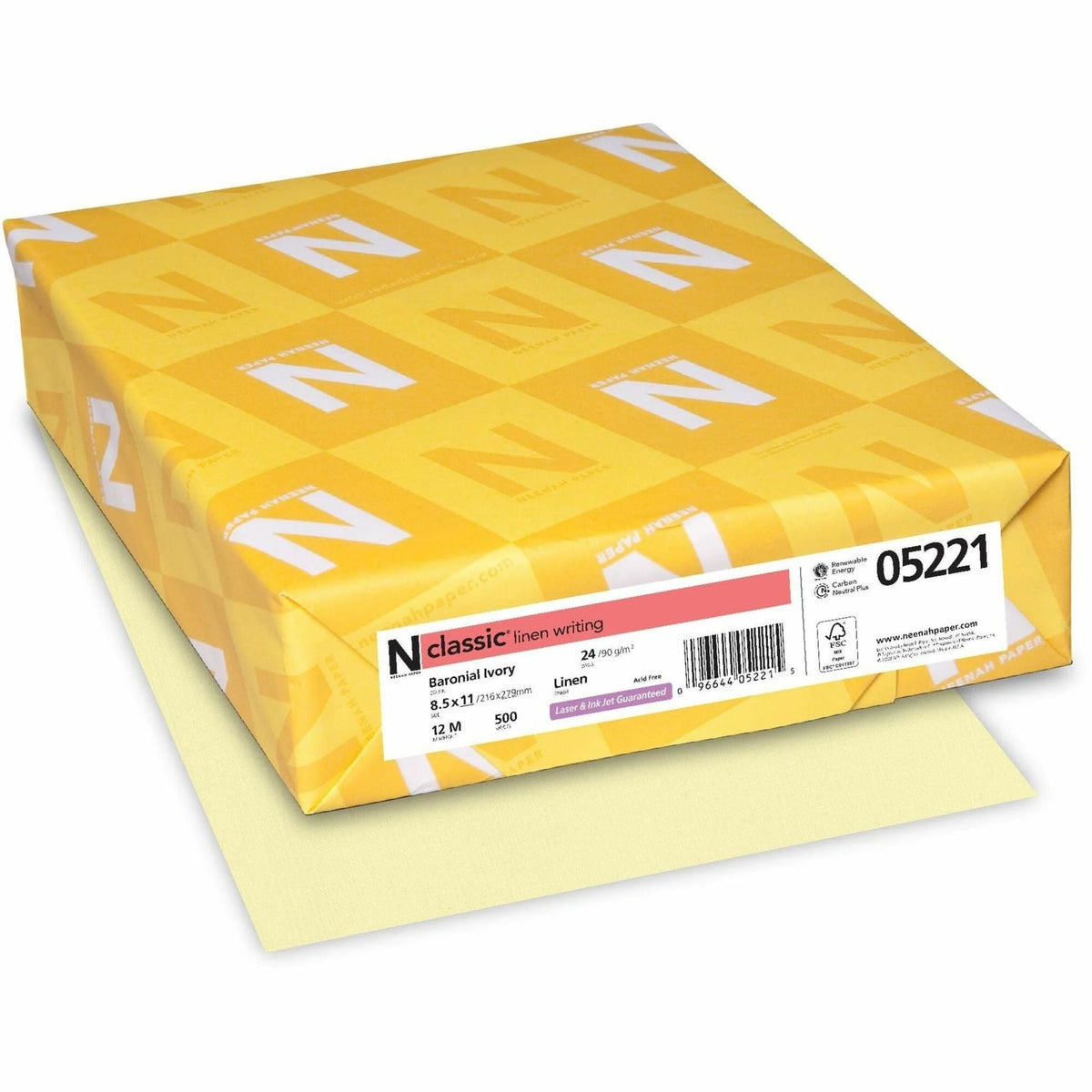 Baronial Ivory Classic Premium Paper: 24 lb Linen Finish 8.5’’ x 11’’ 500 Sheets - Copy & Printer Paper