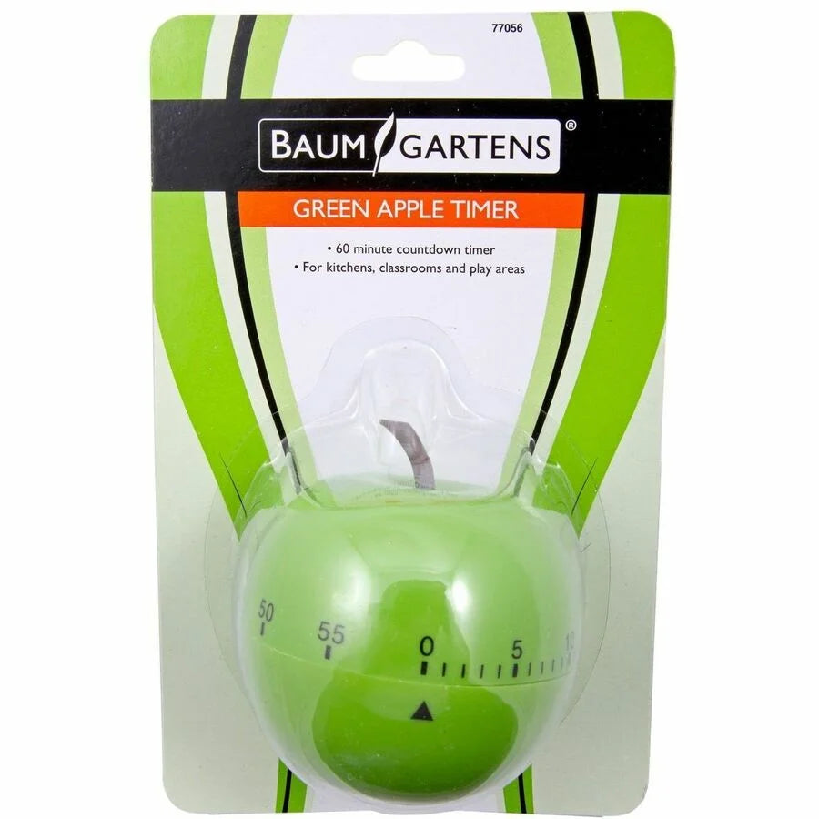 Baumgartens Apple Timer: 1 Hour Green Timer for Office Classroom Kitchen & Game - Sports Equipment