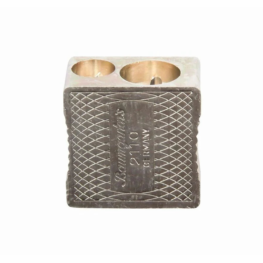 Baumgartens Dual Hole Silver Pencil Sharpener - Handheld Metal - Sharpeners