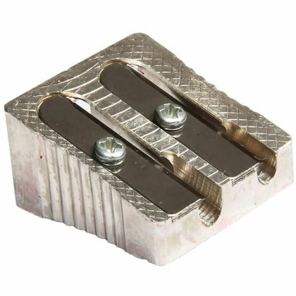Baumgartens Dual Hole Silver Pencil Sharpener - Handheld Metal - Sharpeners