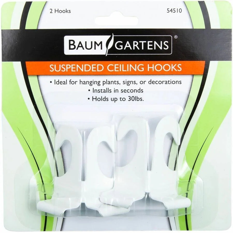 Baumgartens Suspended Ceiling Hooks: Durable 2’’ White Hooks for Home & Office - Mounting Tape Putty