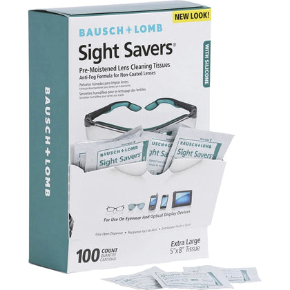 Bausch + Lomb Sight Savers Cleaning Tissues - Anti-fog Anti-static Scratch Resistant - 100 Pack - Lens Cleaners