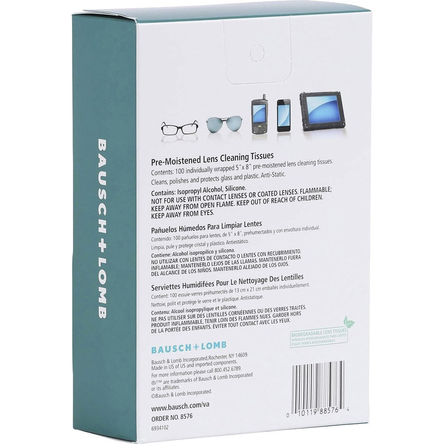 Bausch + Lomb Sight Savers Pre-Moistened Cleaning Tissues - Rear