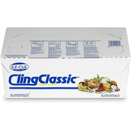 Berry Cling Classic Food Wrap: 12’’ x 2000 ft PVC Clear Wrap - 1 Carton - Storage
