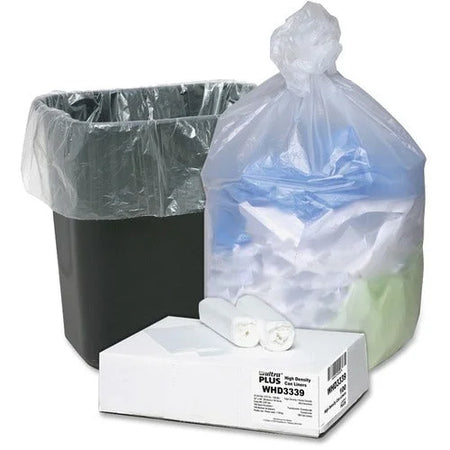 Berry Ultra Plus Trash Can Liners: Medium 33 gal Capacity 39’’x33’’ 0.43 mil Thickness - High Density Resin - Natural