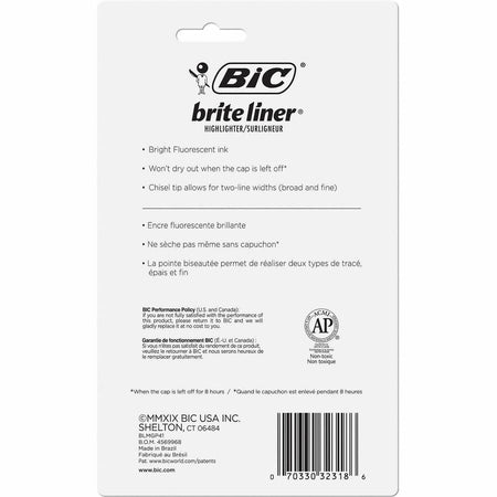 BIC Brite Liner Grip XL Highlighters, Assorted - Rear